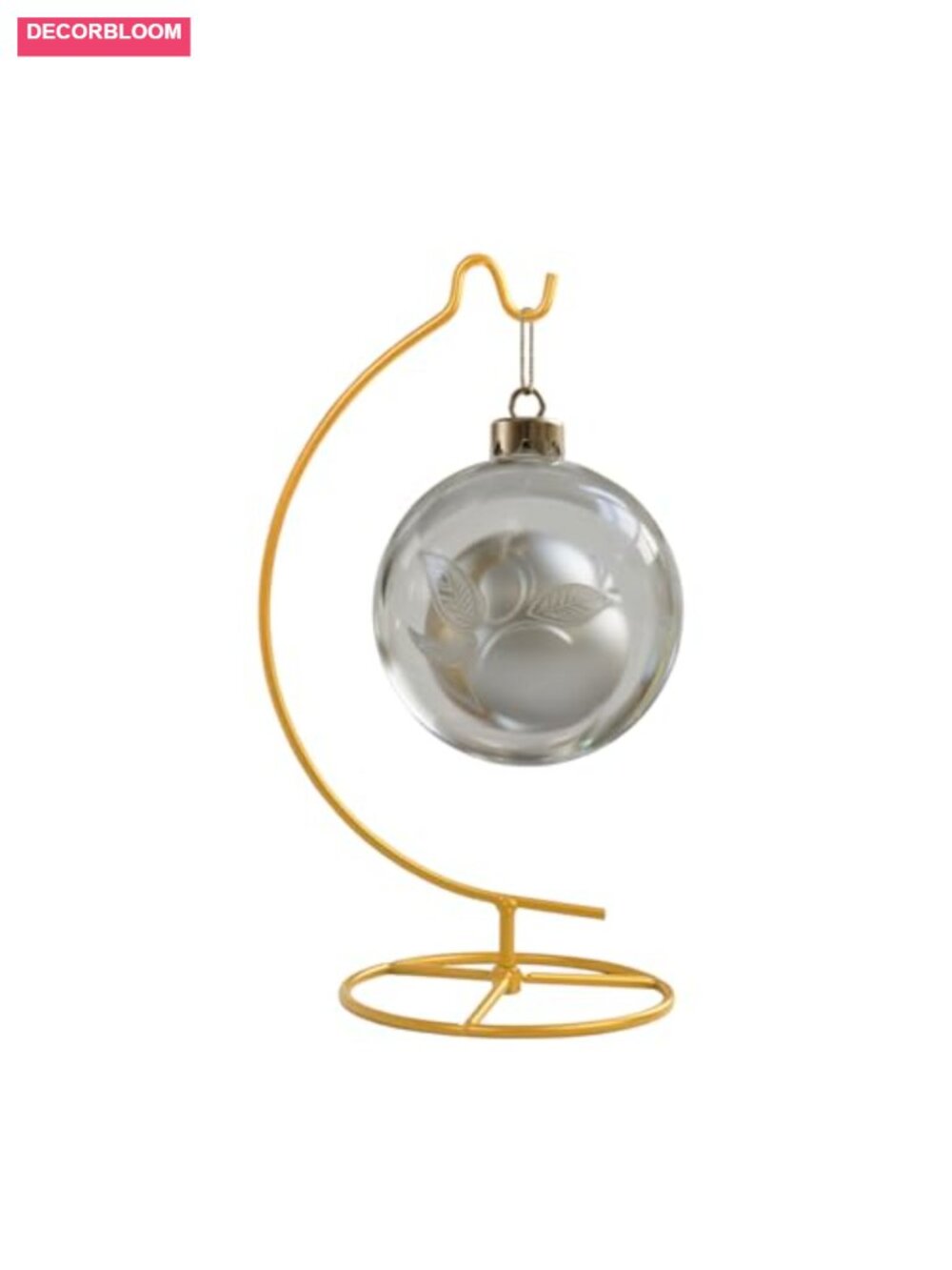 Iron Ornament Display Stand with Hook for Hanging Glass Globe